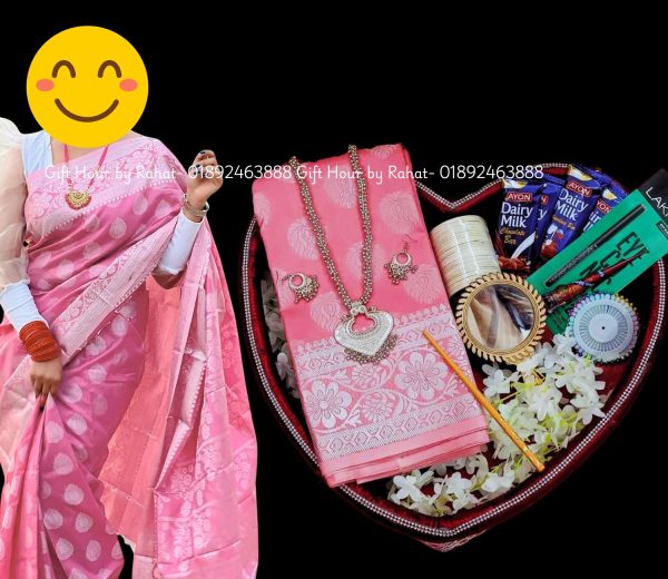 প্রিয় মানুষের জন্য সেরা গিফট প্যাকেজ । মিস্টি কালার কাতান শাড়ি
