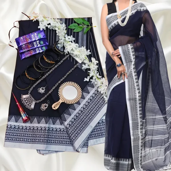 Black katha saree combo package . gift package
