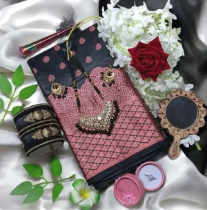Black Katan saree Gift package.[