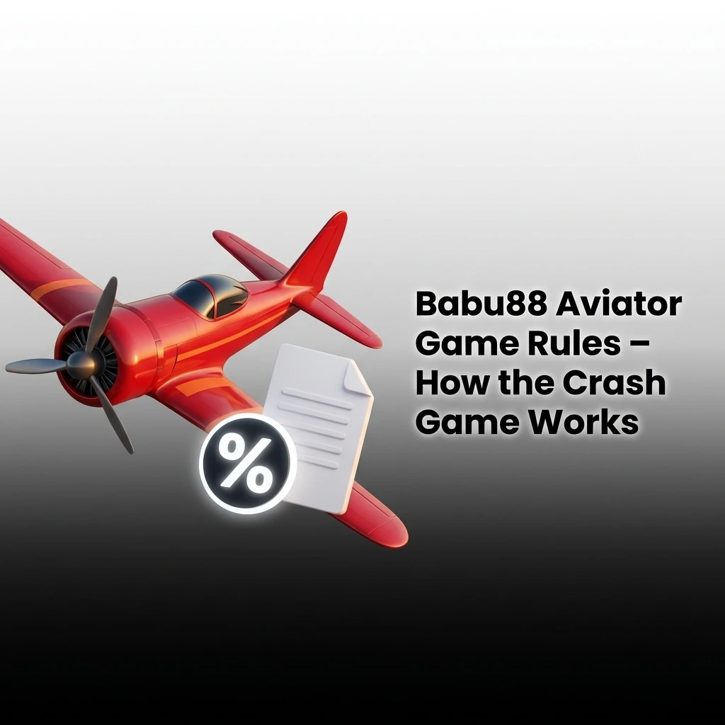 Babu88 Aviator crash game rules showing plane multiplier mechanic, dual bet option, auto cashout, and 97% RTP by Spribe