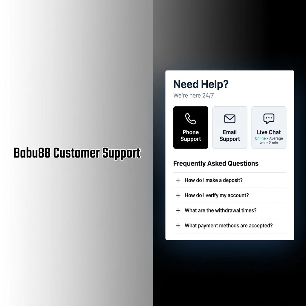Babu88 customer support channels including live chat, email, and Telegram available 24/7 for account and technical help