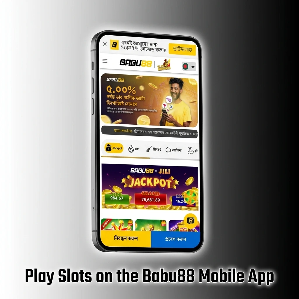 Babu88 mobile app slots lobby showing easy navigation, game filters, and full gameplay features on smartphone screen