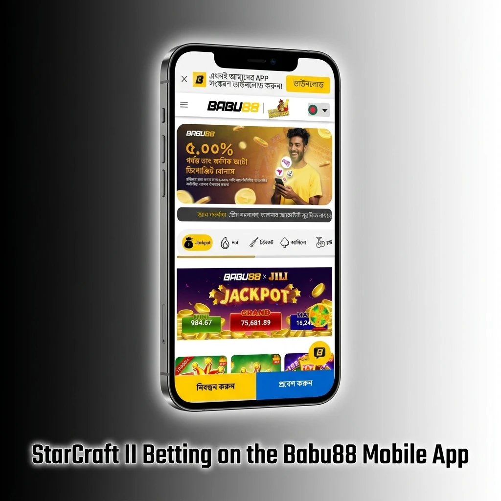Babu88 mobile app interface for StarCraft II esports betting in Bangladesh on Android and iOS devices